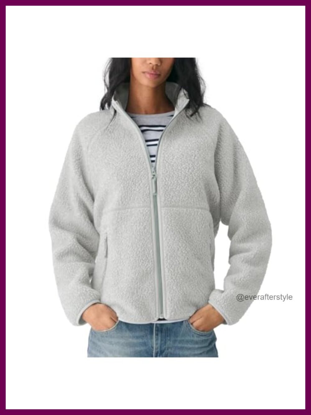 Fuzzy Fleece Sherpa Jacket Full Zip Mock Neck Warm Winter Coat